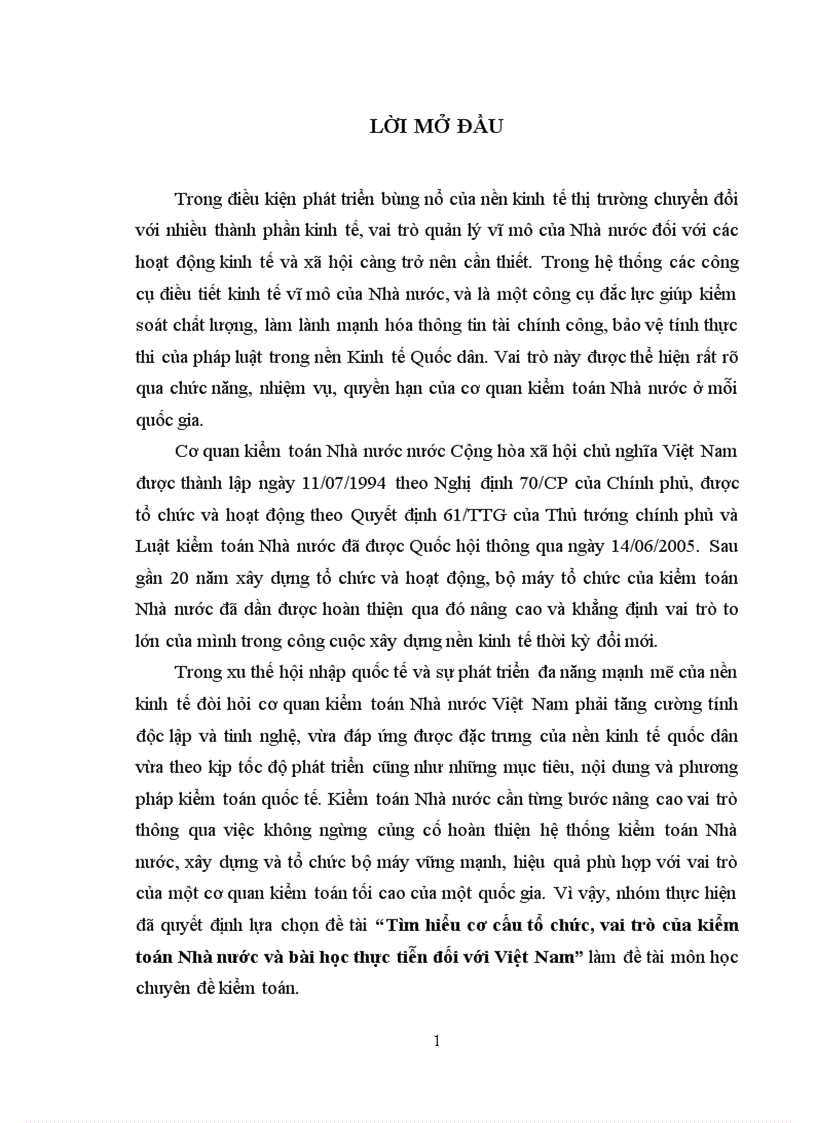 Tìm hiểu cơ cấu tổ chức vai trò của kiểm toán Nhà nước và bài học thực tiễn đối với Việt Nam