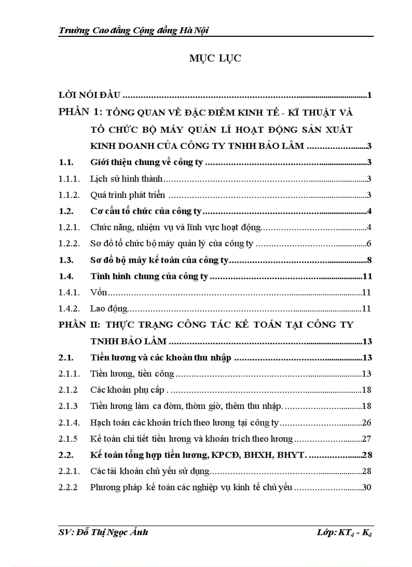 Tiền lương và các khoản trích theo lương tại Công ty TNHH Bảo Lâm