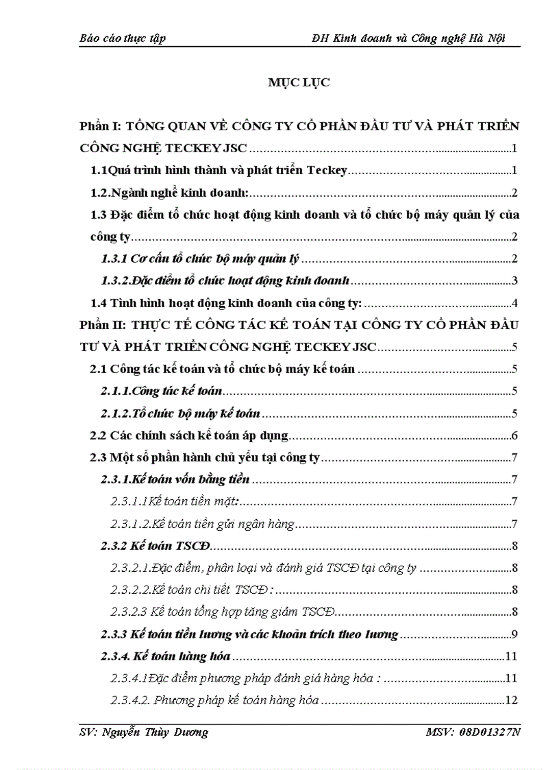 Thực tế tổ chức công tác kế toán tại Công ty Cổ phần đầu tư và phát triển công nghệ TECKY