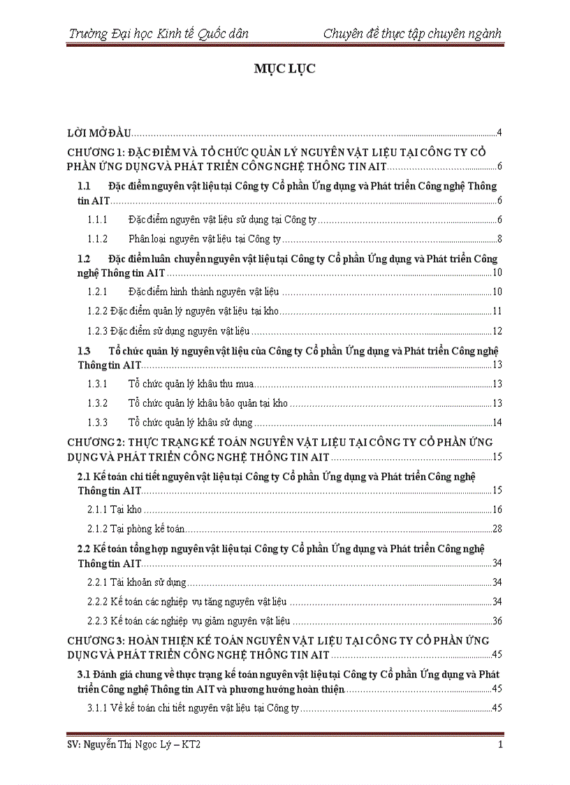 Hoàn thiện kế toán nguyên vật liệu tại công ty cổ phần ứng dụng và phát triển công nghệ thông tin AIT