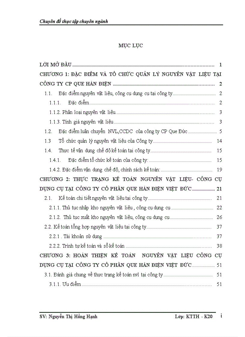 Kế toán nguyên vật liệu và công cụ dụng cụ của công ty Que Hàn Điện Việt Đức