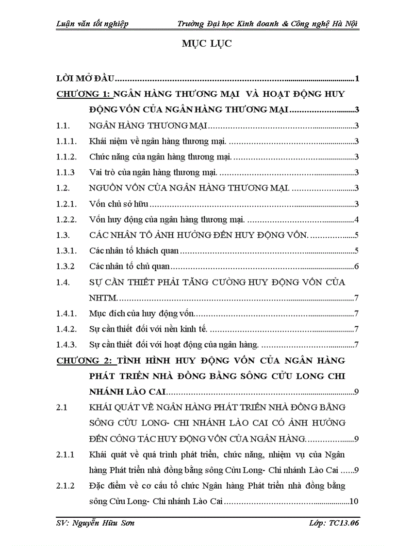 Một số biện pháp tăng cường huy động vốn tại Ngân hàng Phát triển nhà đồng bằng sông Cửu Long Chi nhánh Lào Cai