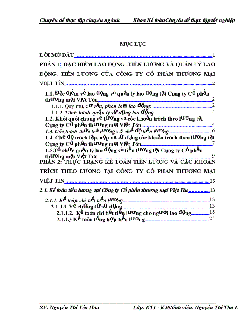 Thực trạng kế toán tiền lương và các khoản trích theo lương tại công ty cổ phần thương mại việt tín