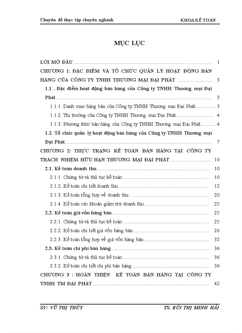 Hoàn thiện kế toán bán hàng tại Công ty TNHH TM Đại Phát