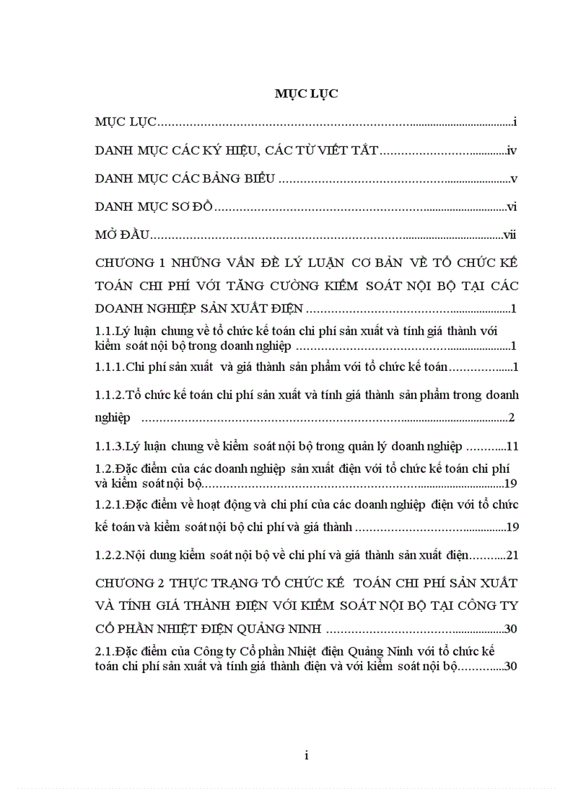 Tổ chức kế toán chi phí sản xuất và tính giá thành điện với tăng cường kiểm soát nội bộ tại Công ty Cổ phần Nhiệt điện Quảng Ninh 1