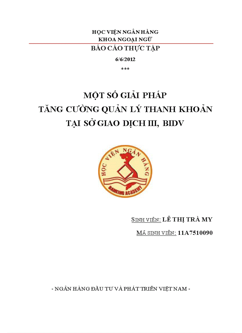 Một số giải pháp tăng cường quản lý thanh khoản tại sở giao dịch iii bidv