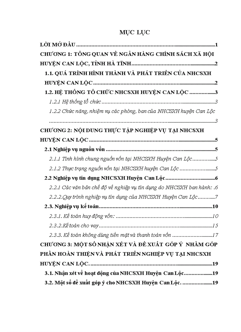 Hoàn thiện và phát triển nghiệp vụ tại nhcsxh huyện can lộc