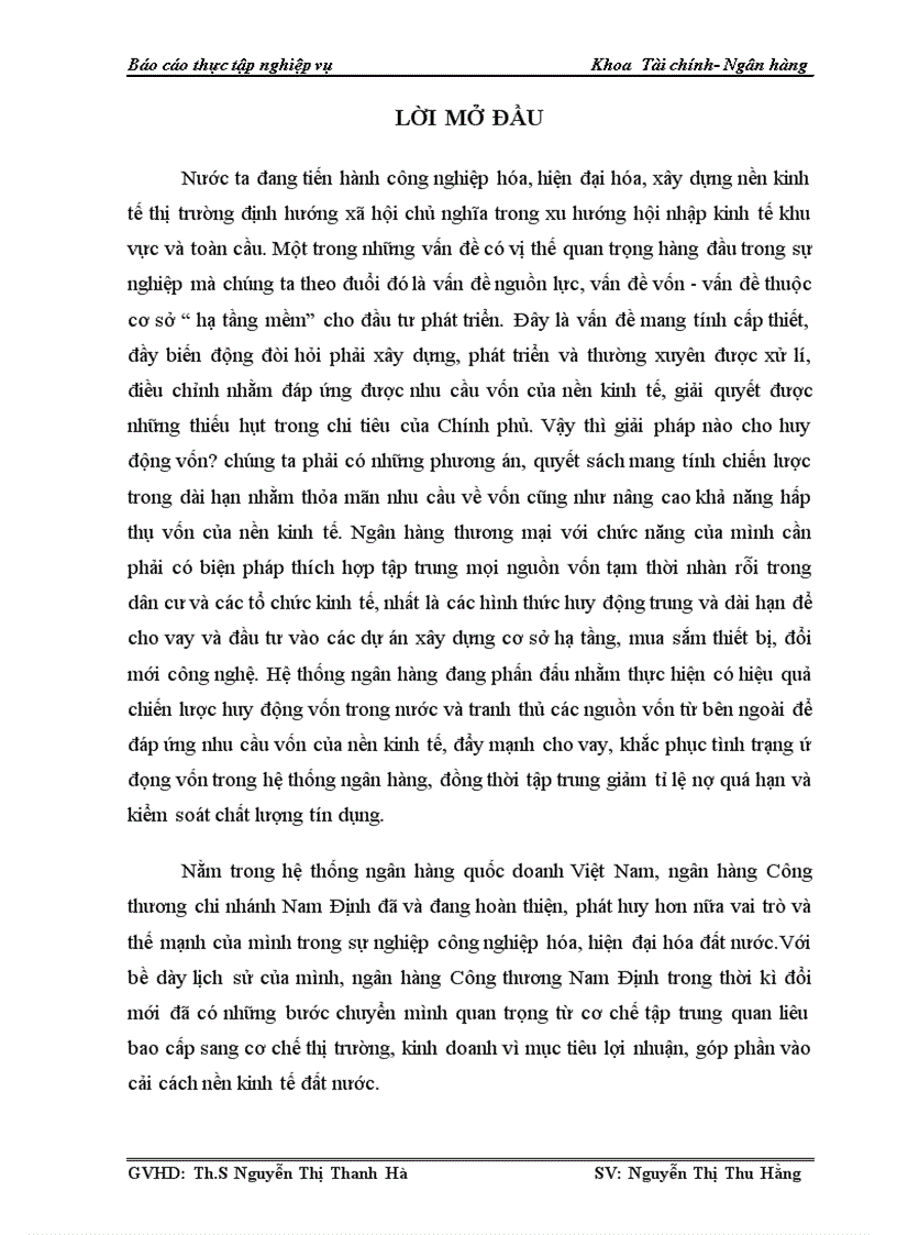 Hoạt động huy động vốn tại ngân hàng Công thương Nam Định