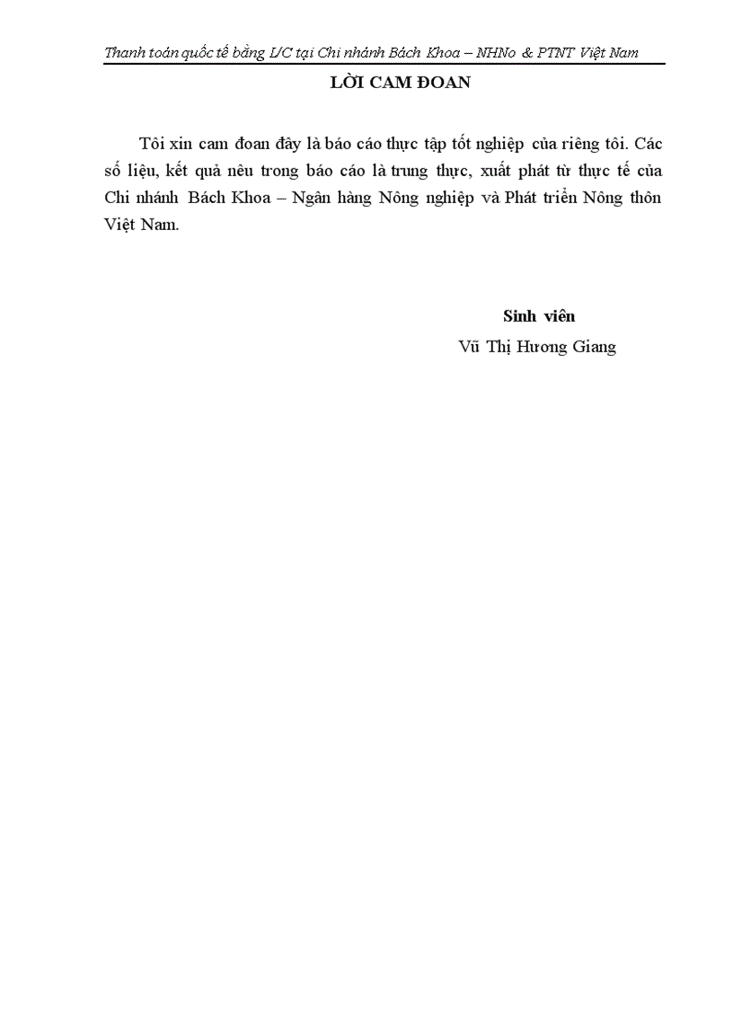 Giải pháp mở rộng hoạt động thanh toán quốc tế bằng phương thức tín dụng chứng từ tại Chi nhánh Bách Khoa Ngân hàng Nông nghiệp và Phát triển Nông thôn Việt Nam