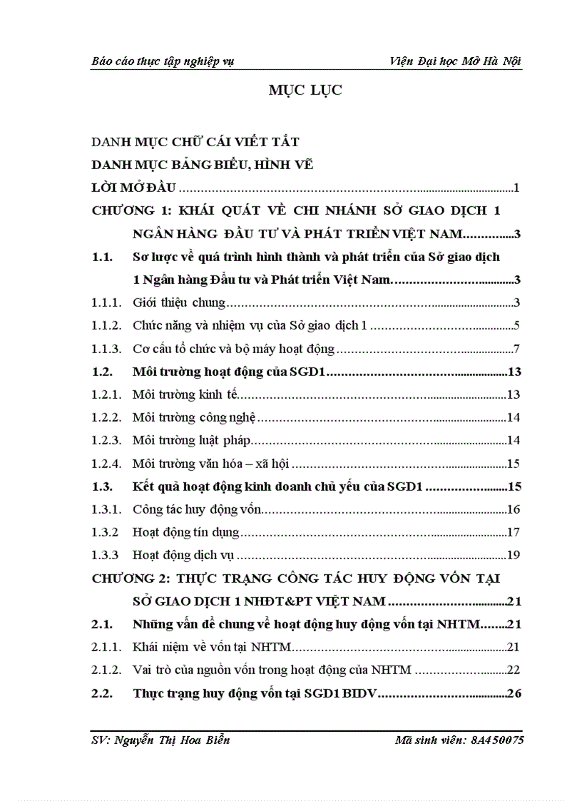 Giải pháp tăng cường huy động vốn tại Chi nhánh Sở giao dịch 1 Ngân hàng Đầu tư và Phát triển Việt Nam