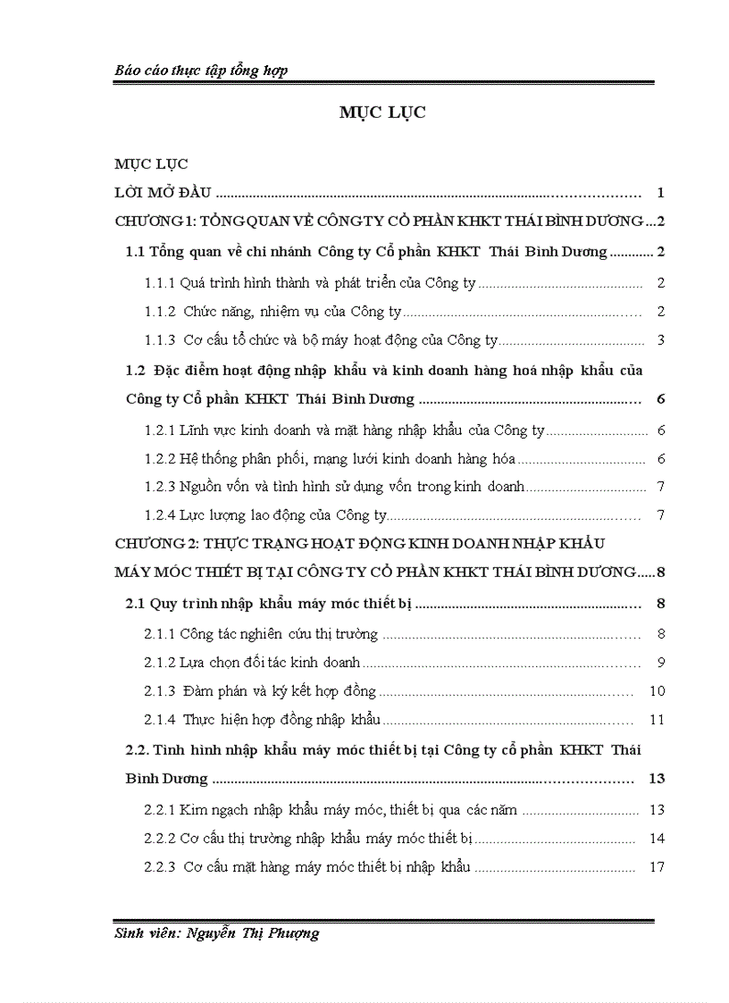 Một số giải pháp góp phần hoàn thiện hoạt động nhập khẩu máy móc thiết bị tại Công ty Cổ phần KHKT THÁI BÌNH DƯƠNG