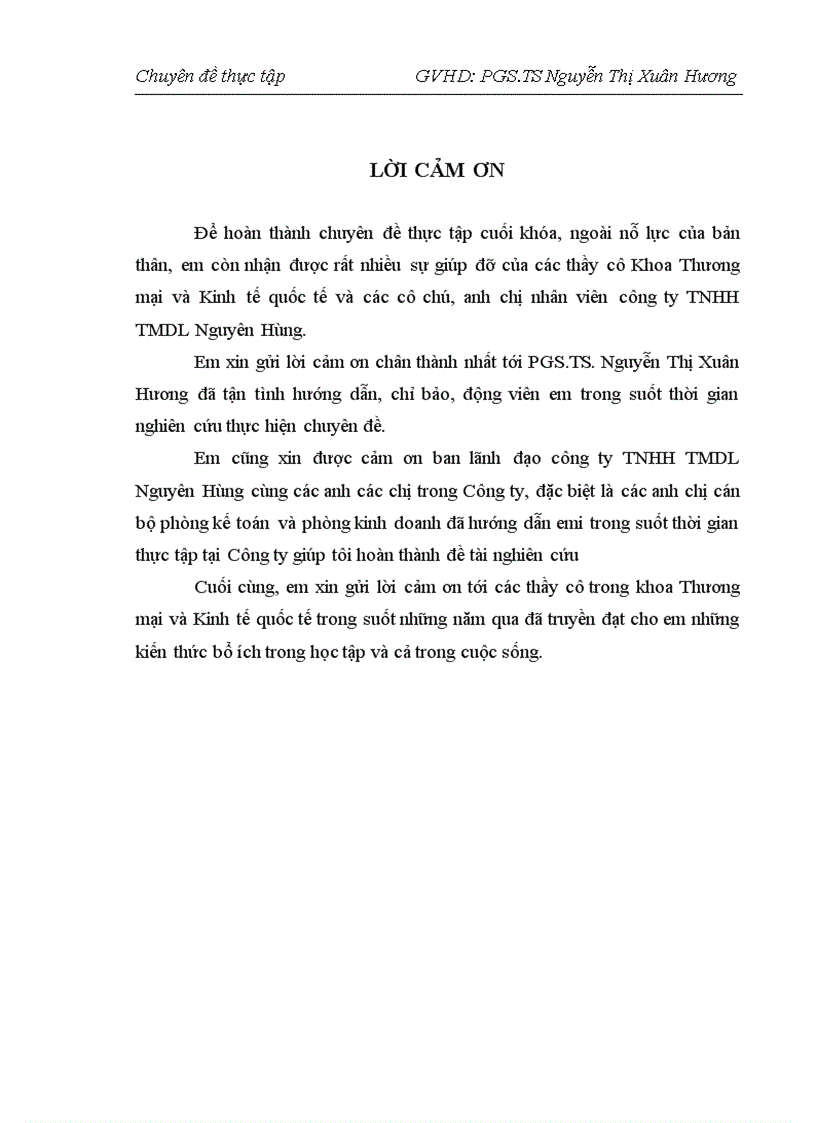 Hoàn thiện công tác bán hàng tại Công ty TNHH TMDL Nguyên Hùng 3