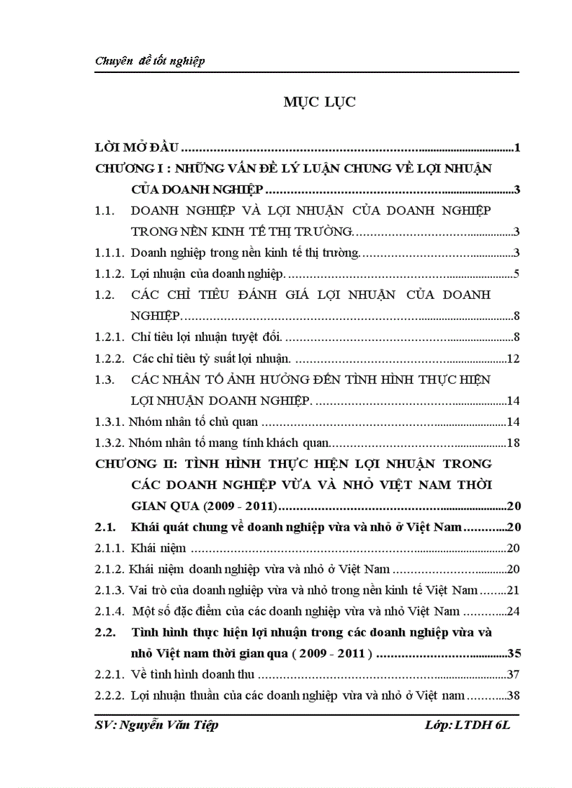 Tình hình thực hiện lợi nhuận trong các doanh nghiệp vừa và nhỏ Việt Nam thời gian qua 2009 201