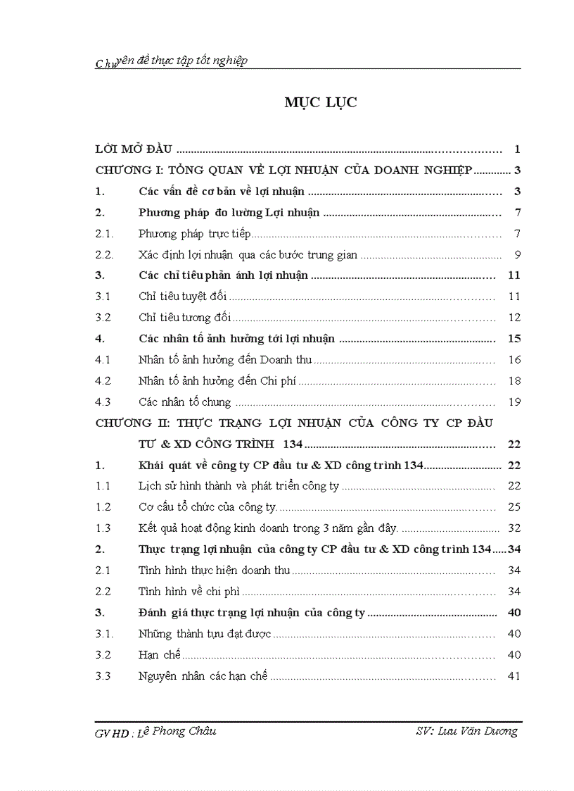 Thực trạng lợi nhuận của công ty cp đầu tư xd công trình 134