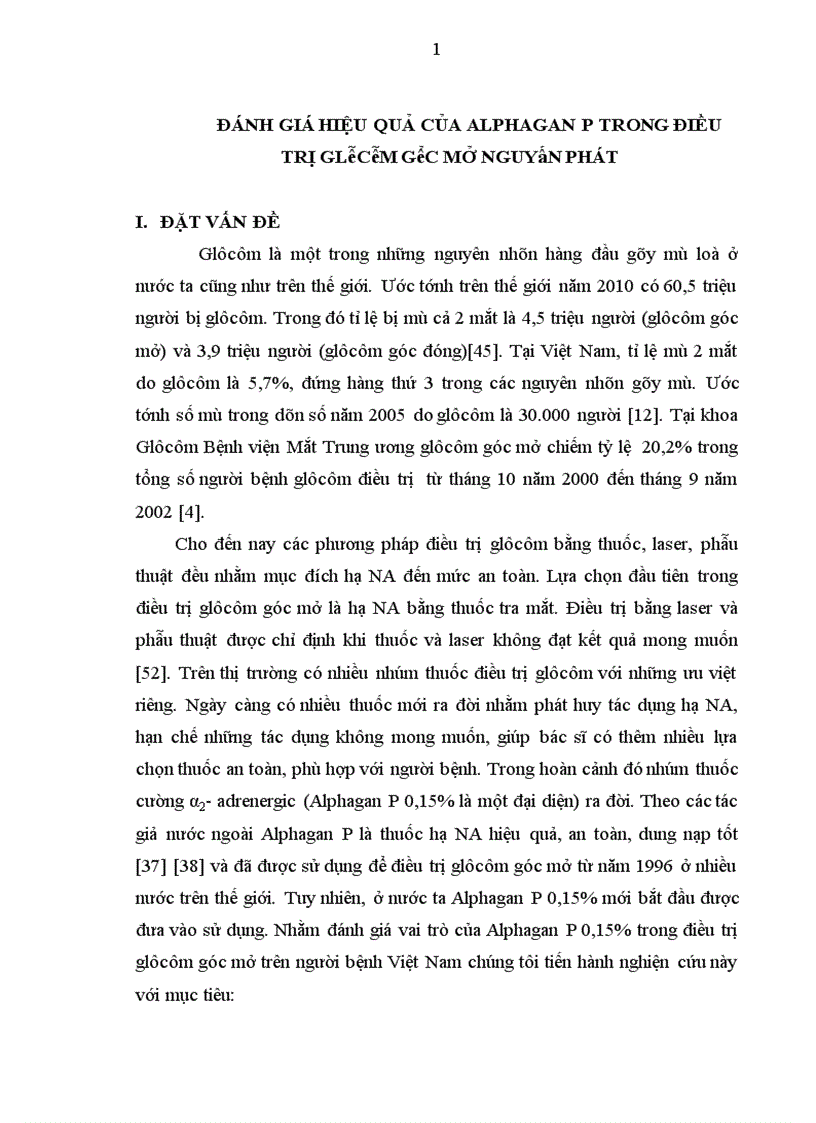 Đánh giá hiệu quả của alphagan p trong điều trị glôcôm góc mở nguyên phát