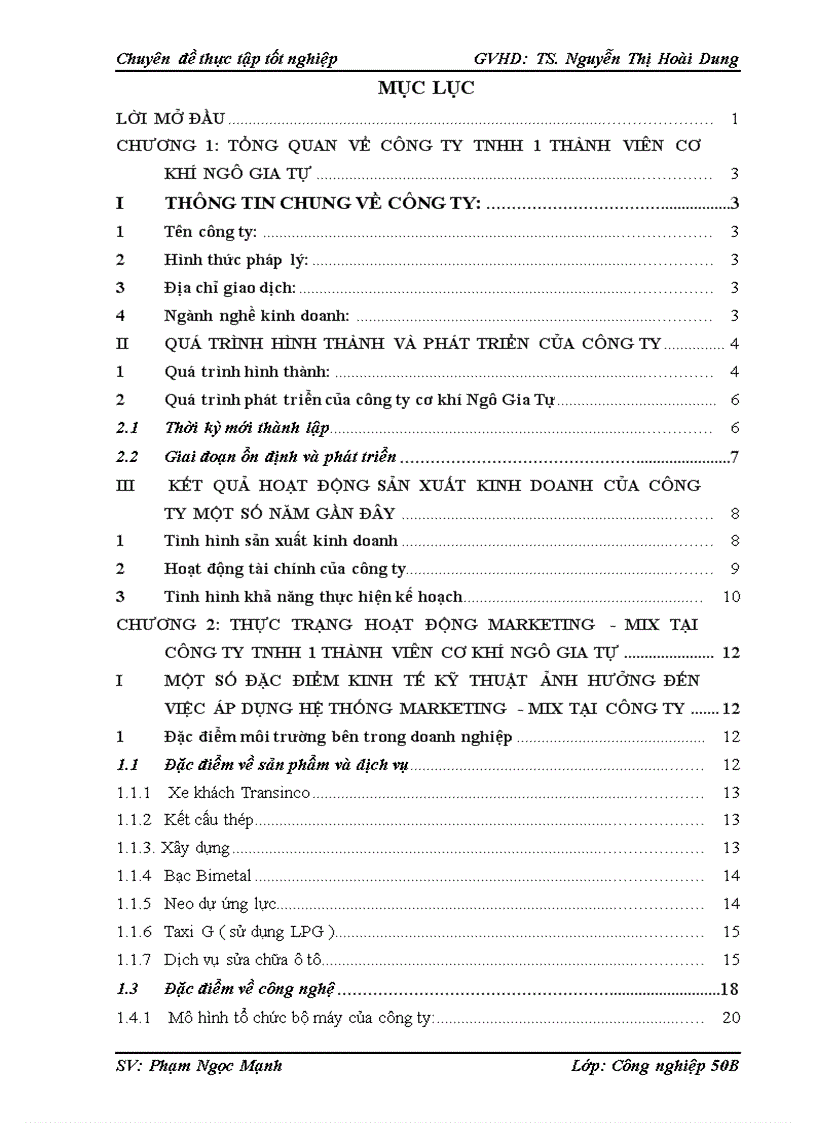 Thực trạng hoạt động marketing mix tại công ty tnhh 1 thành viên cơ khí ngô gia tự