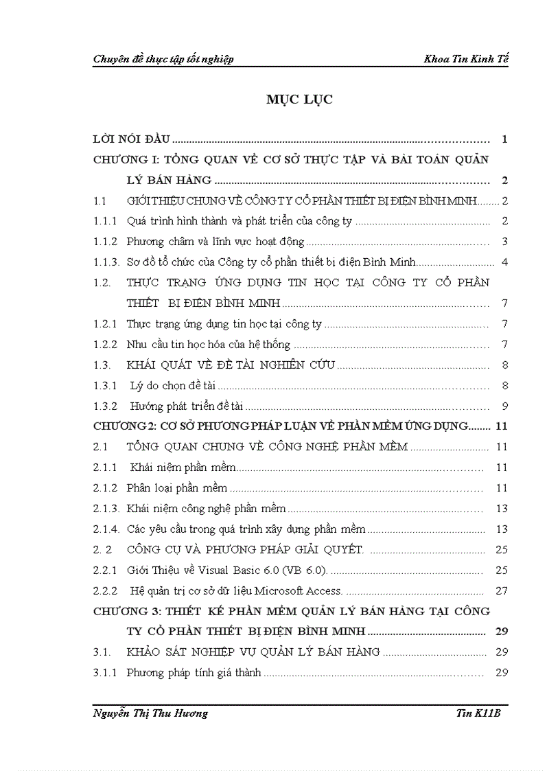Thiết kế phần mềm quản lý bán hàng tại công ty cổ phần thiết bị điện bình minh
