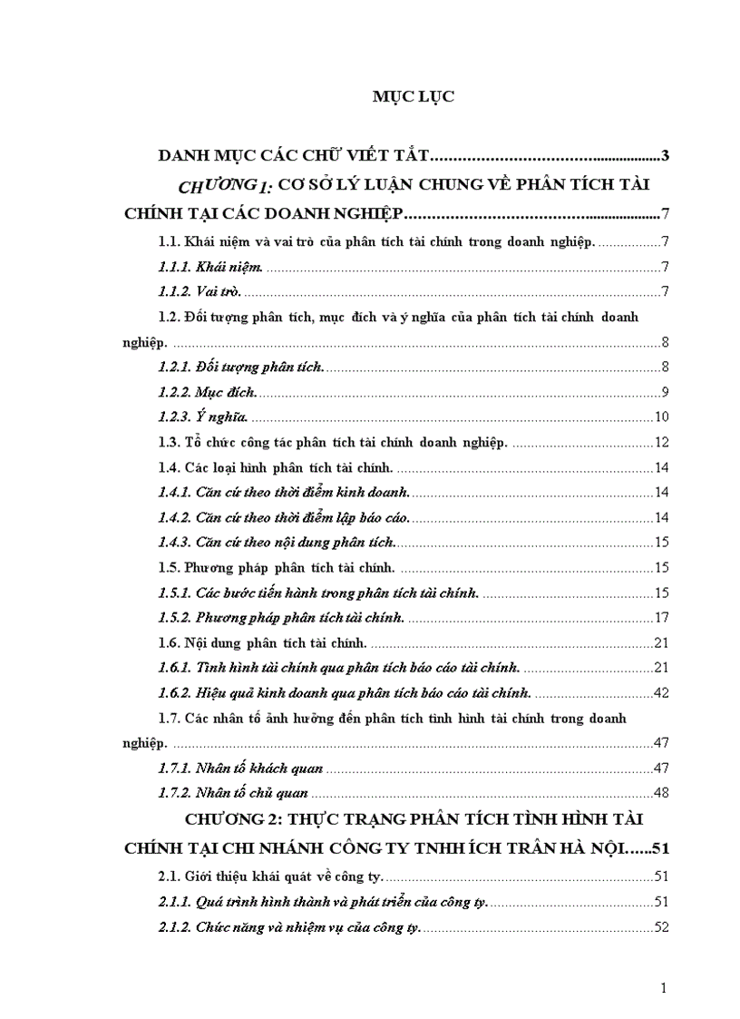 Phân tích tài chính doanh nghiệp và những giải pháp góp phần nhằm nâng cao khả năng tài chính trong Chi nhánh Công ty TNHH Ích Trân Hà Nội
