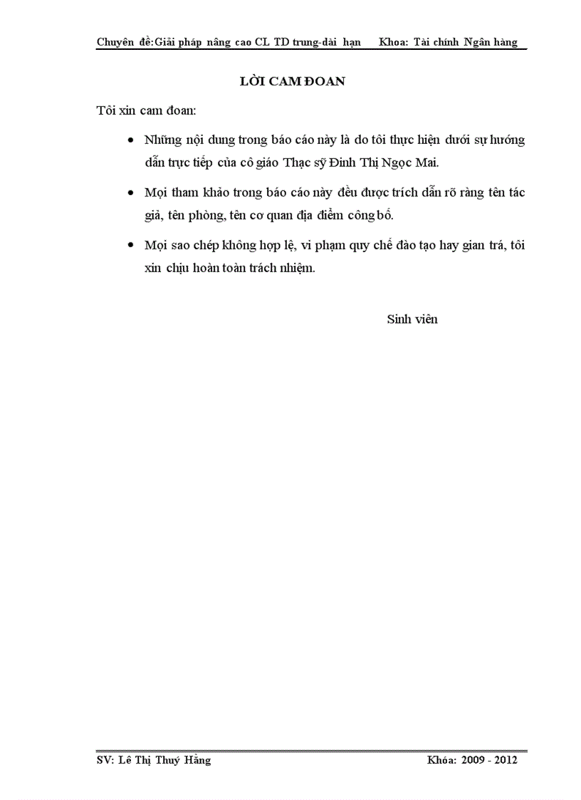 Giải pháp nâng cao CL TD trung dài hạn