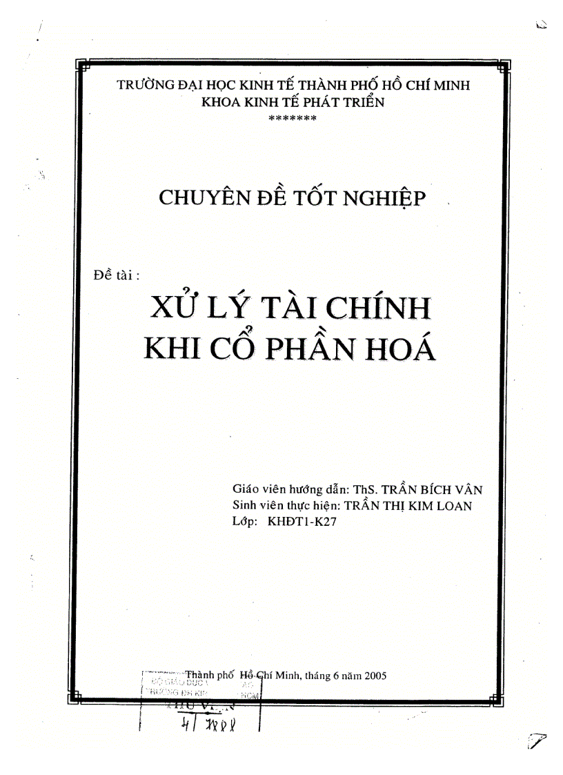 Xử lý tài chính khi cổ phần hoá