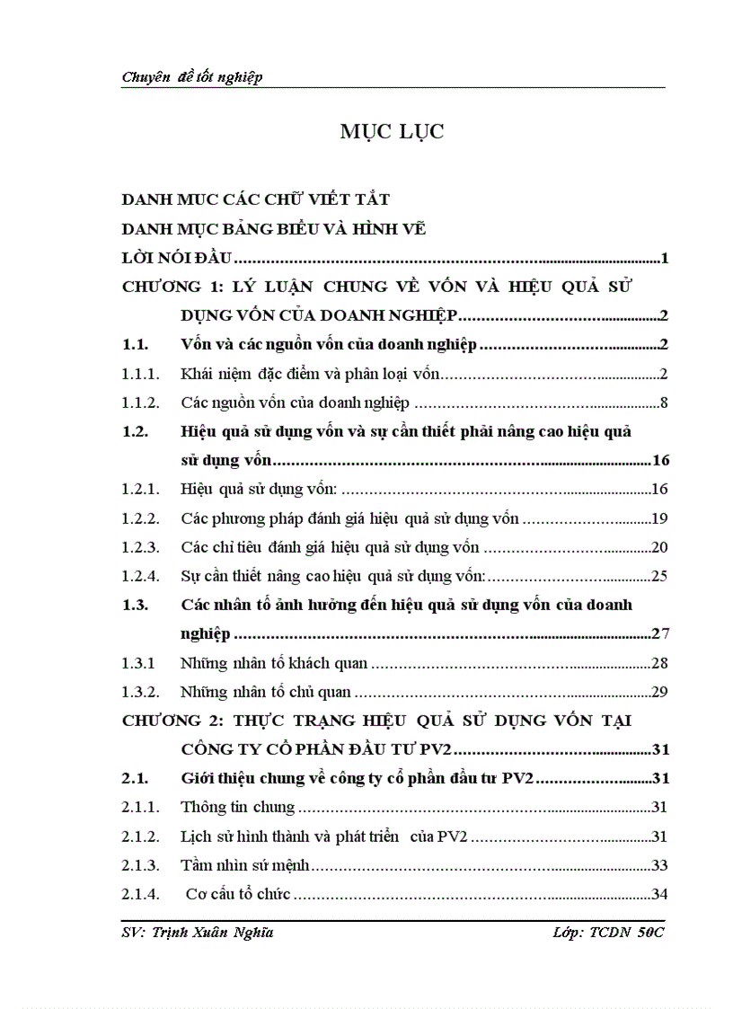 Thực trạng hiệu quả sử dụng vốn tại công ty cổ phần đầu tư pv2