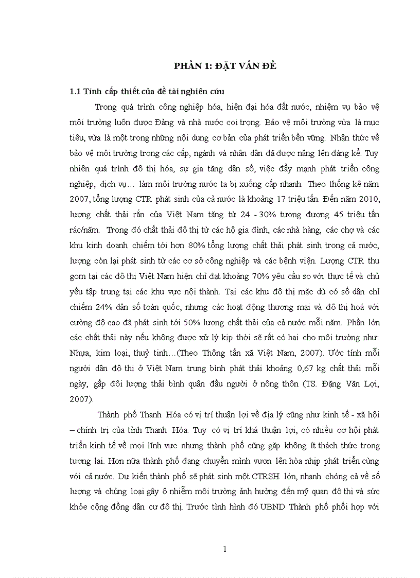 Nghiên cứu tình hình quản lý chất thải rắn sinh hoạt trên địa bàn phường Phú Sơn Thành phố Thanh Hóa tỉnh Thanh Hóa 1