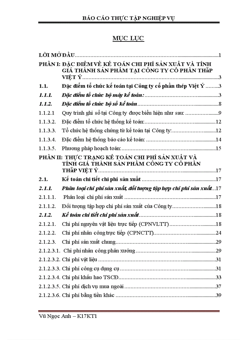 Kế toán chi phí sản xuất và tính giá thành sản phẩm công ty cổ phần thép việt ý