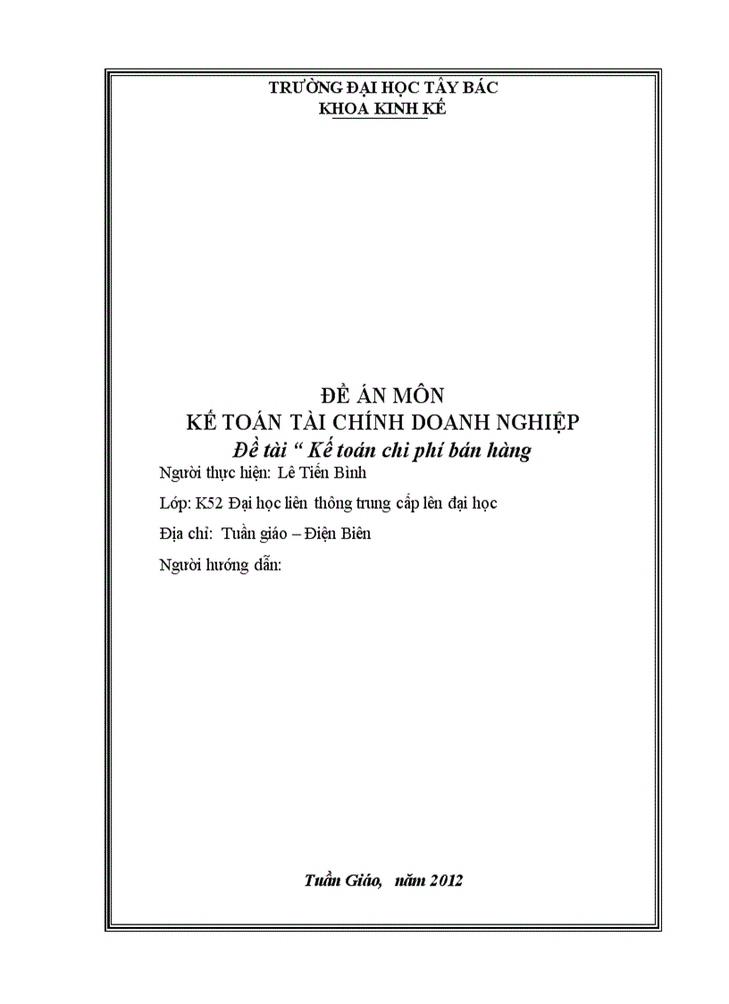 Đề cương Kế toán chi phí bán hàng