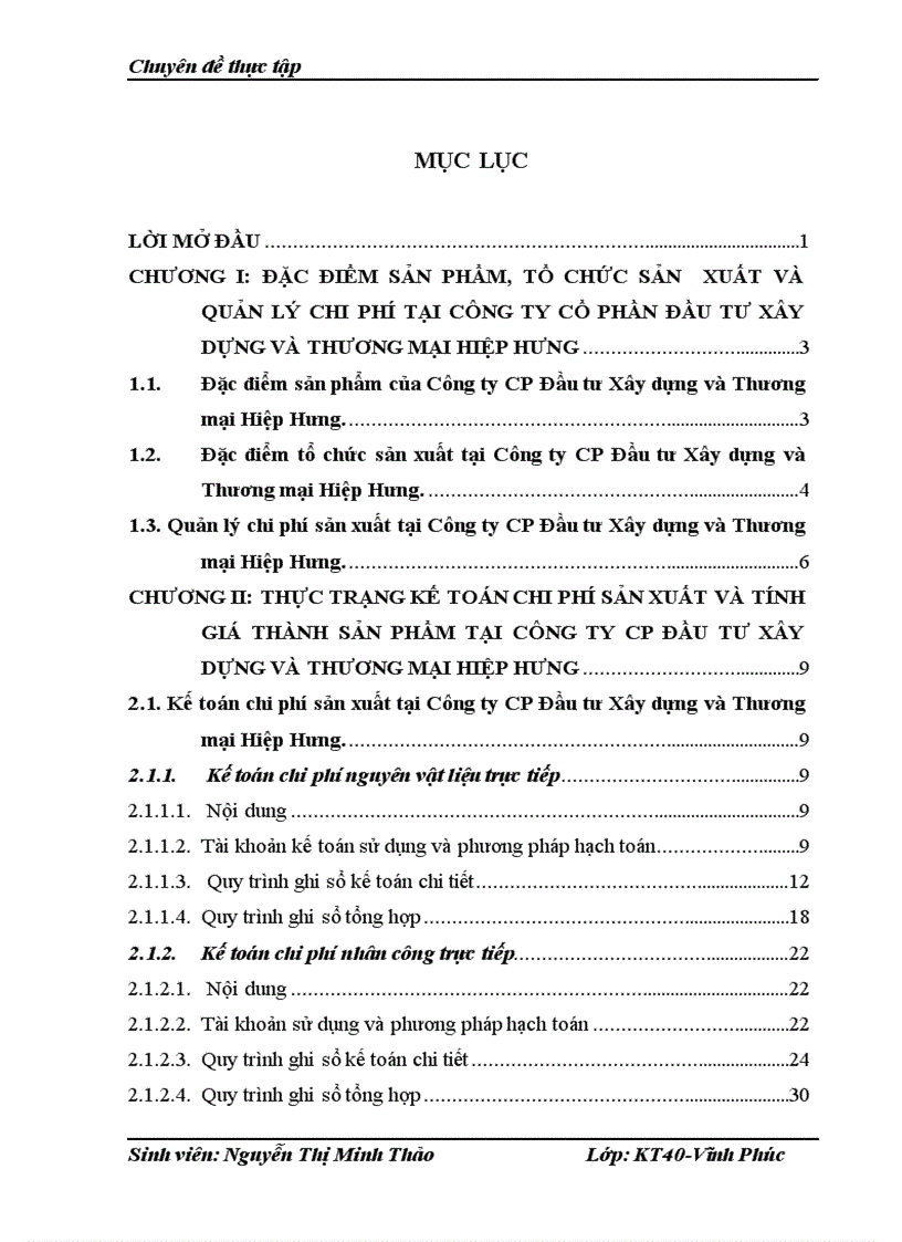 Kế toán chi phí sản xuất và tính giá thành sản phẩm tại công ty cp đầu tư xây dựng và thương mại hiệp hưng