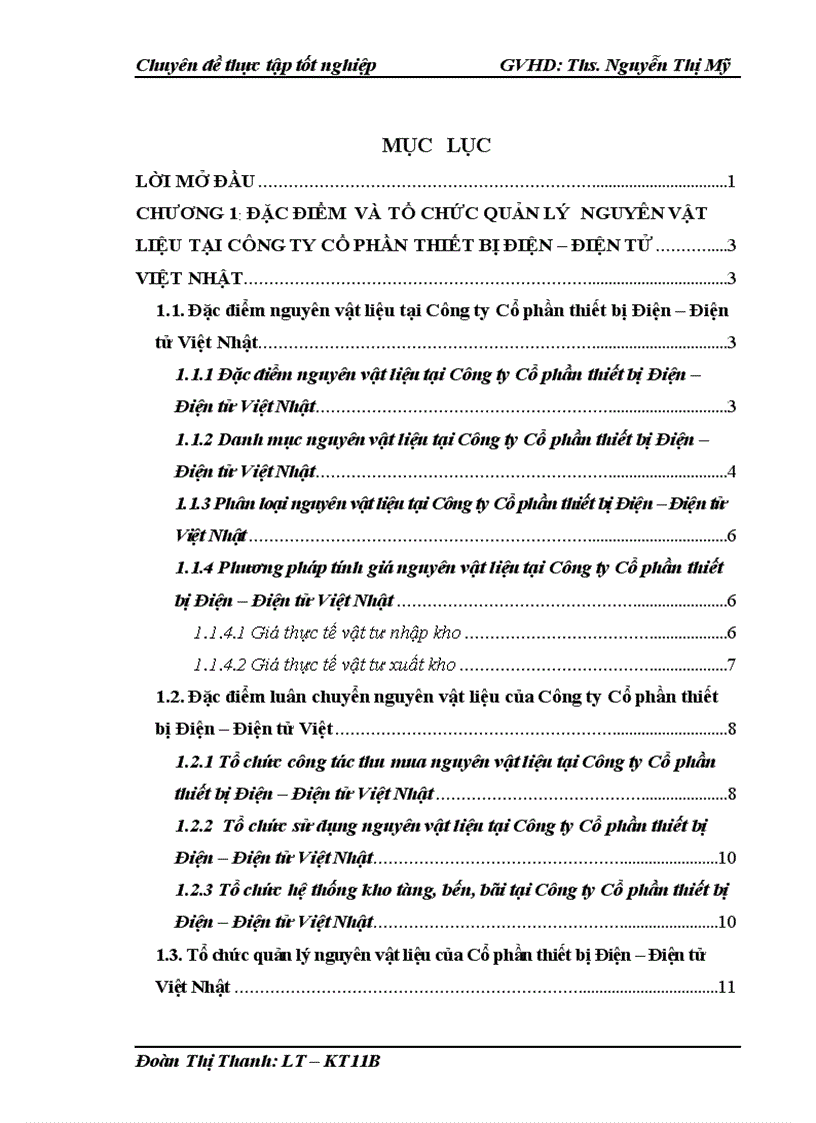 Thực trạng kế toán nguyên vật liệu tại Công ty Cổ phần thiết bị Điện Điện tử Việt Nhật 1