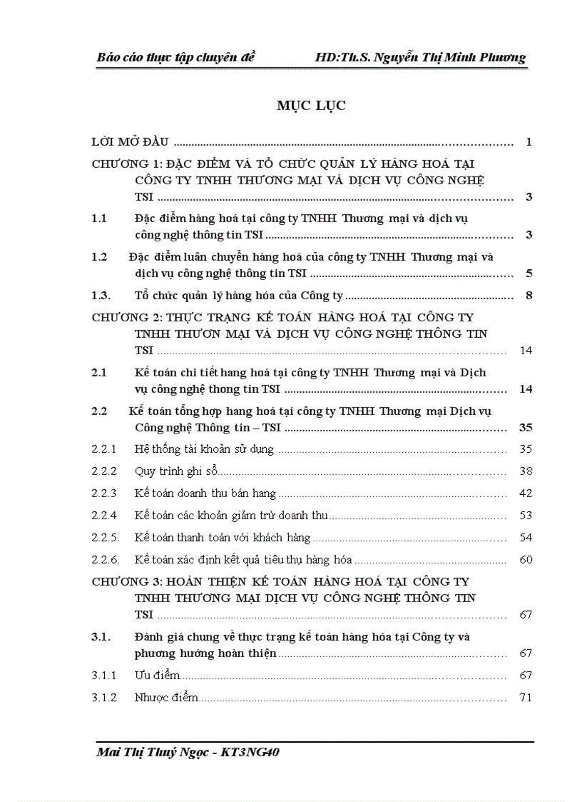 Hoàn thiện kế toán hàng hóa tại Công ty TNHH Thương mại dịch vụ công nghệ thong tin TSI 1