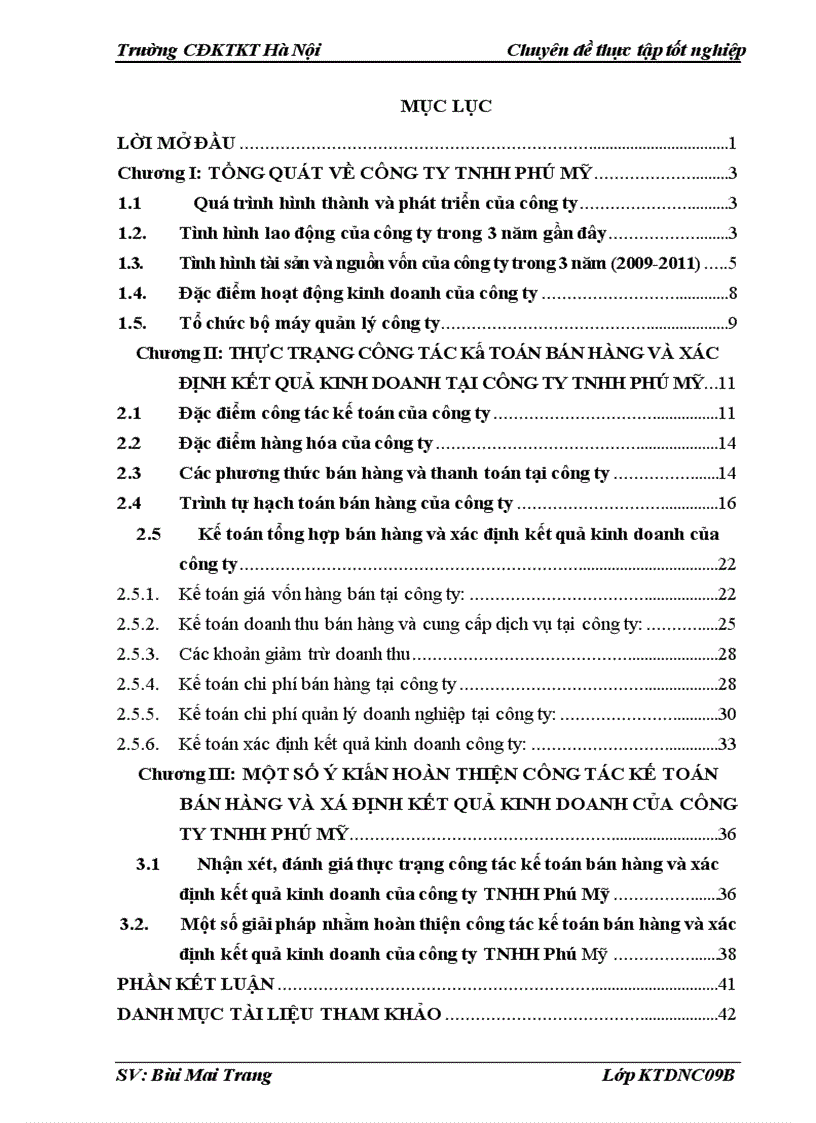 Thực trạng công tác kê toán bán hàng và xác định kết quả kinh doanh tại công ty tnhh phú mỹ