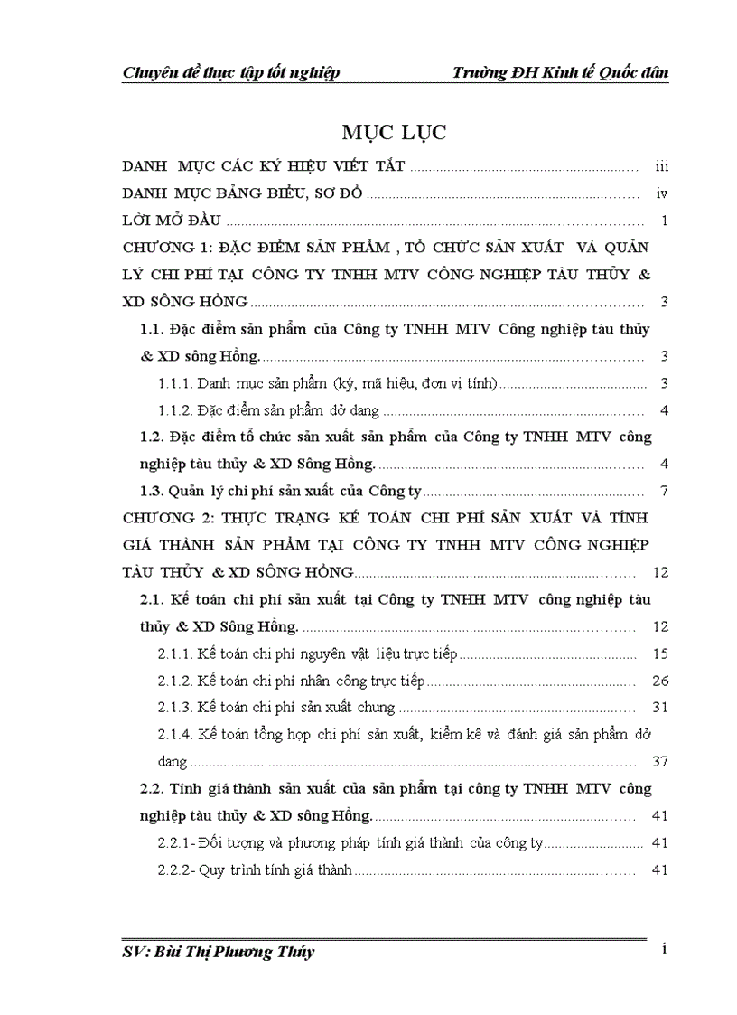 Kế toán chi phí sản xuất và tính giá thành sản phẩm tại công ty tnhh mtv công nghiệp tàu thủy xd sông hồng