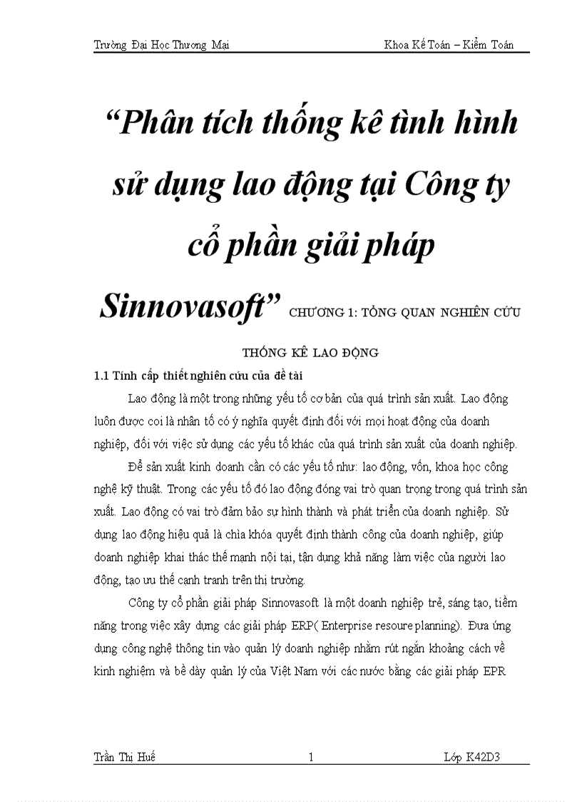 Phân tích thống kê tình hình sử dụng lao động tại Công ty cổ phần giải pháp Sinnovasoft 5