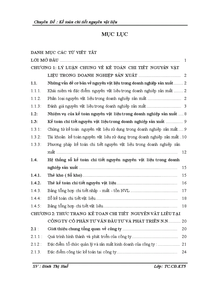 Thực trạng kế toán chi tiết nguyên vật liệu tại công ty cổ phần tư vấn đầu tư và phát triển n n