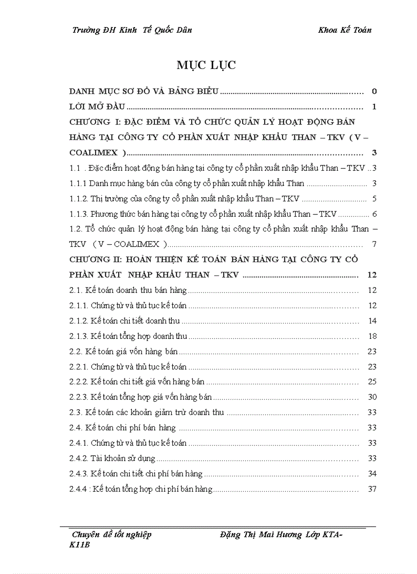 Hoàn thiện kế toán bán hàng tại công ty cổ phần xuất nhập khẩu than tkv