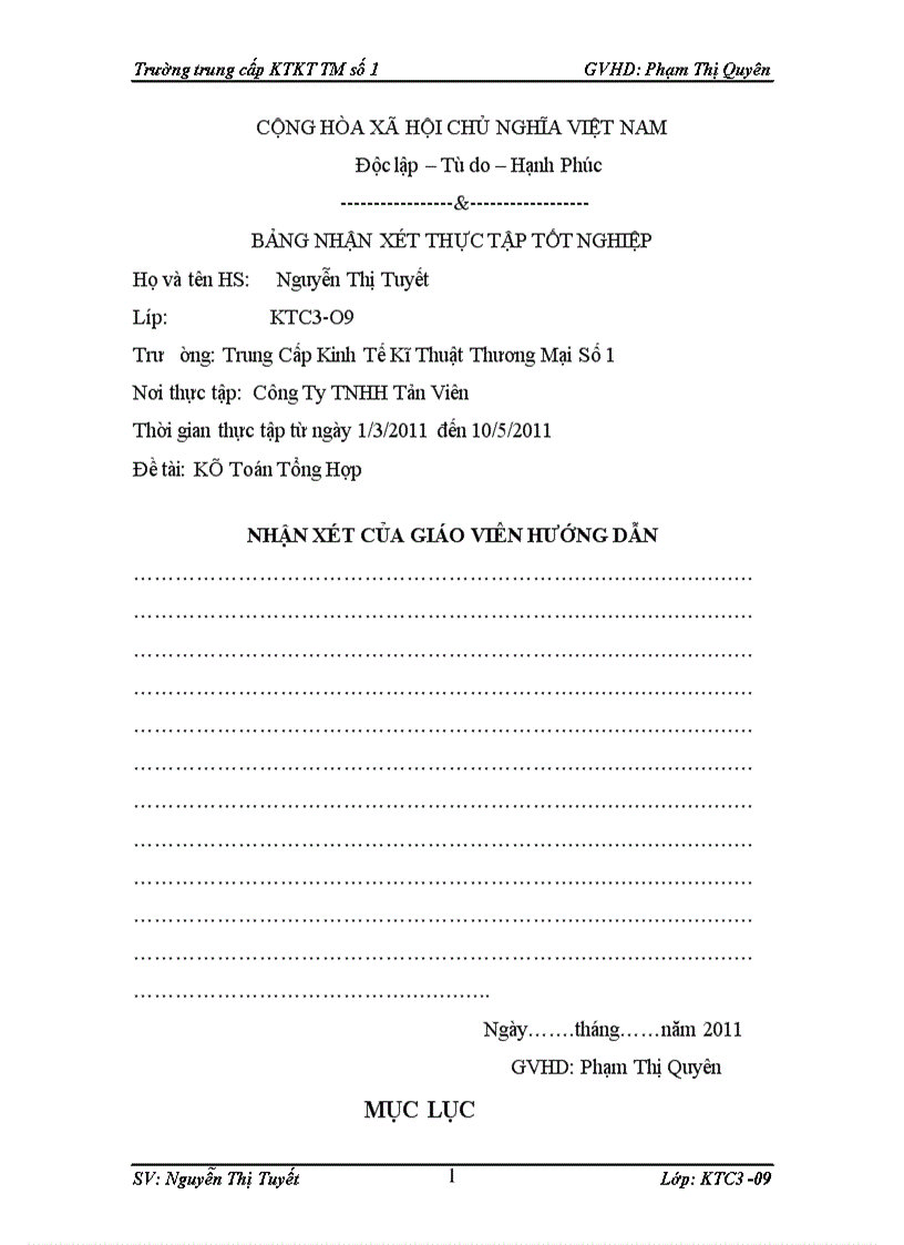 Công tác tổ chức hạch toán kế toán tại công ty Tản Viên