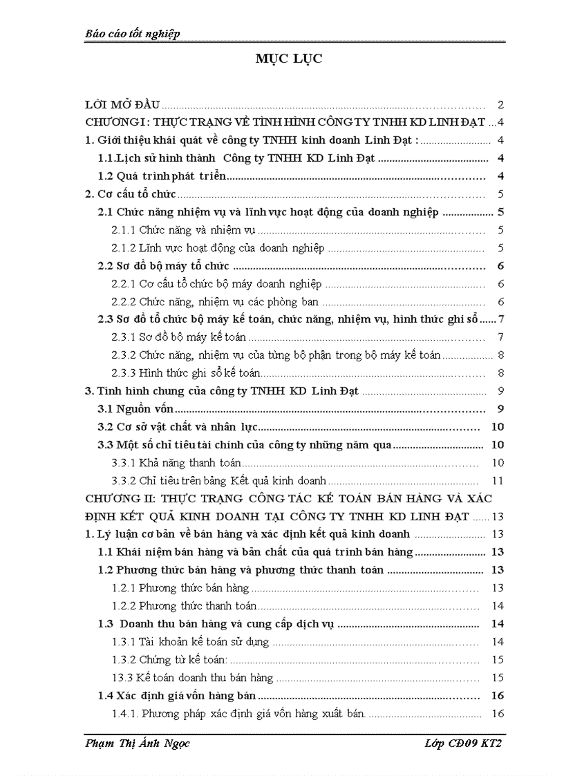 Kế toán bán hàng và xác định kết quả kinh doanh tại công ty tnhh kd linh đạt