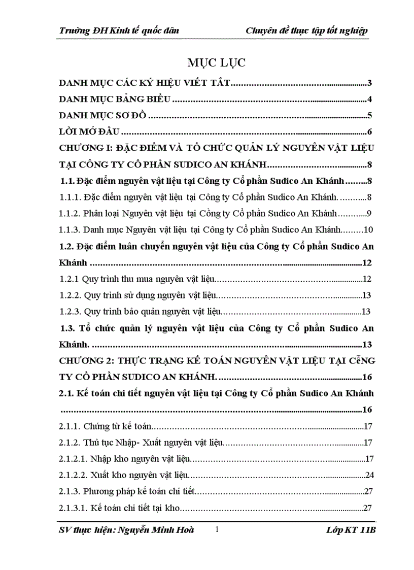 Hoàn thiện kế toán nguyên vật liệu tại Công ty Cổ phần SUDICO An Khánh 1