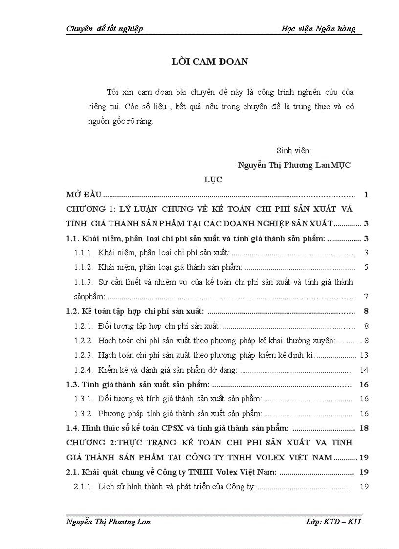 Hoàn thiện công tác kế toán chi phí sản xuất và tính giá thành sản phẩm tại công ty TNHH Volex Việt Nam 1