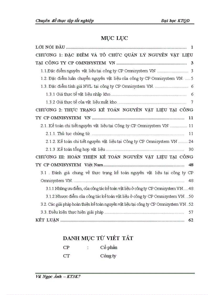 HOÀN THIỆN KẾ TOÁN NGUYÊN VẬT LIỆU TẠI CÔNG TY CP OMNISYSTEM Việt Nam