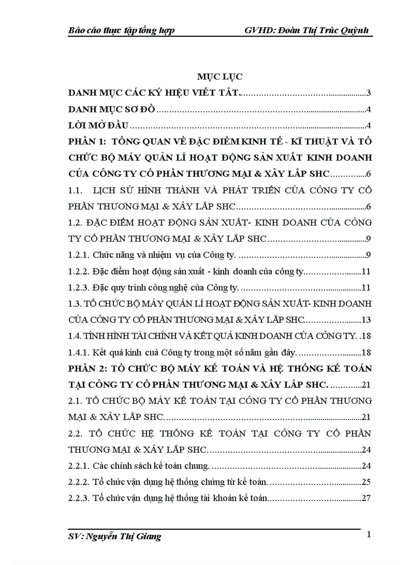 Tổ chức bộ máy kế toán và hệ thống kế toán tại công ty cổ phần thương mại xây lắp shc