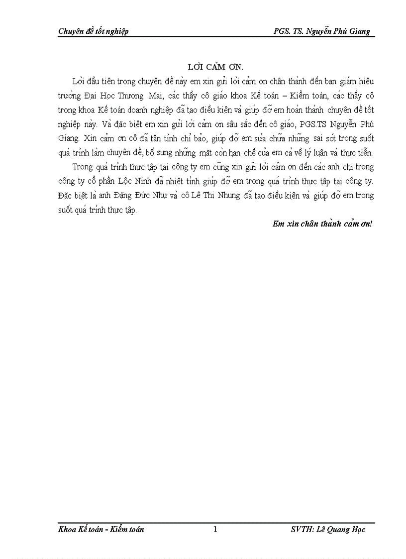 Kế toán xác định kết quả hoạt động kinh doanh tại công ty cổ phần Lộc Ninh