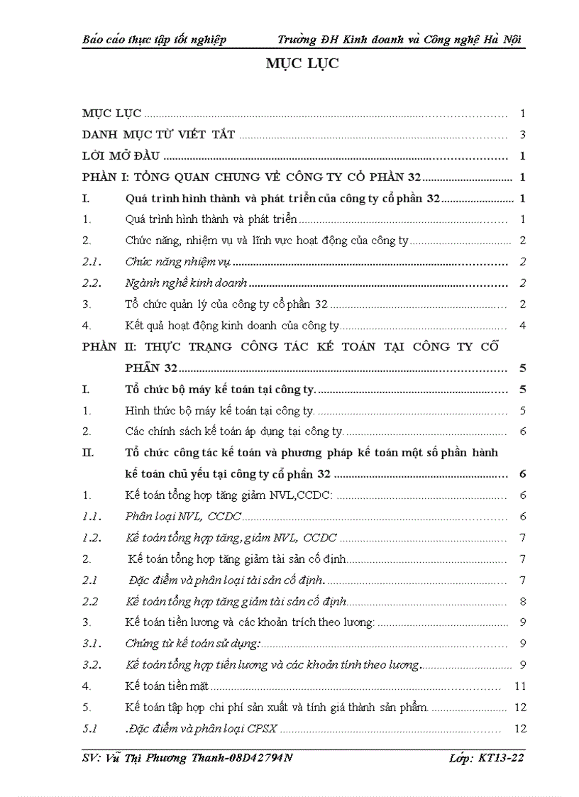 Thực trạng công tác kế toán tại công ty cổ phần 32