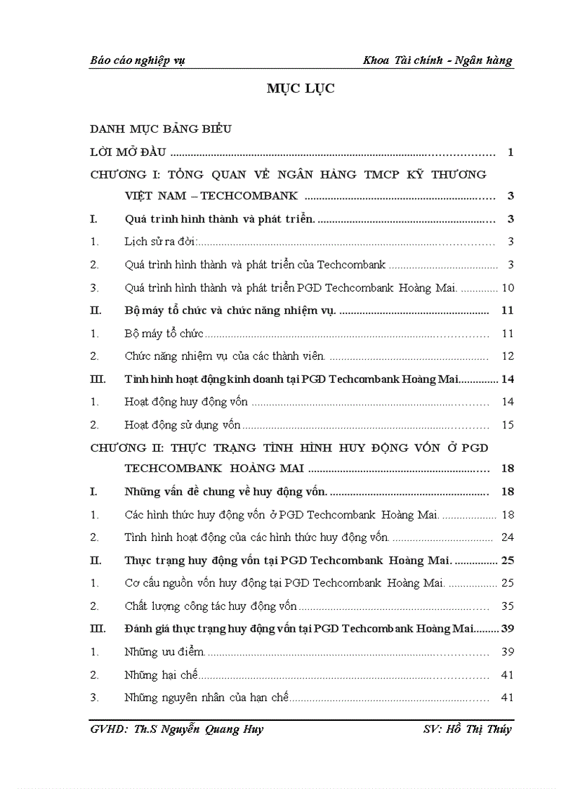 Thực trạng tình hình huy động vốn ở pgd techcombank hoàng mai 1