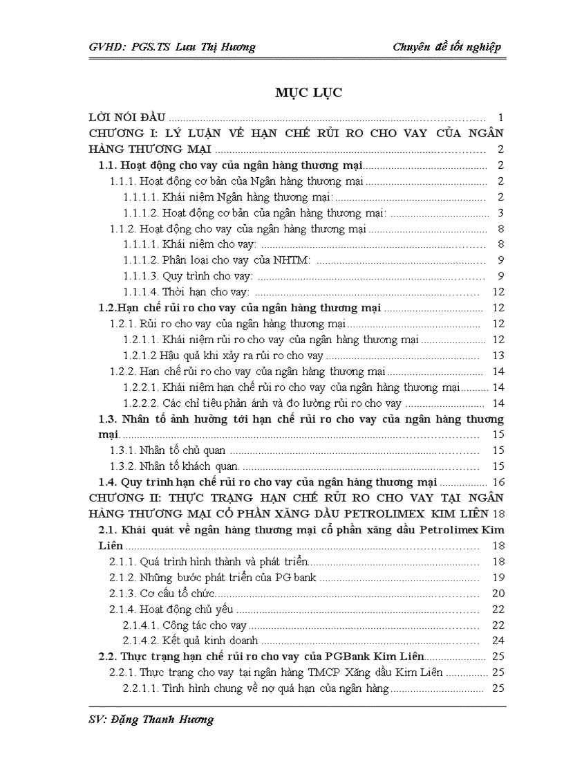 Tăng cường hạn chế rủi ro cho vay tại Ngân hàng thương mại cổ phần Xăng dầu phòng giao dịch Kim Liên