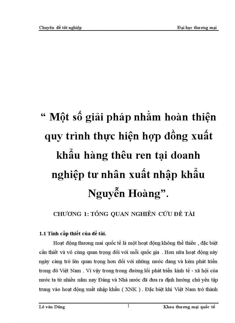 Một số giải pháp nhằm hoàn thiện quy trình thực hiện hợp đồng xuất khẩu hàng thêu ren tại doanh nghiệp tư nhân xuất nhập khẩu Nguyễn Hoàng 3