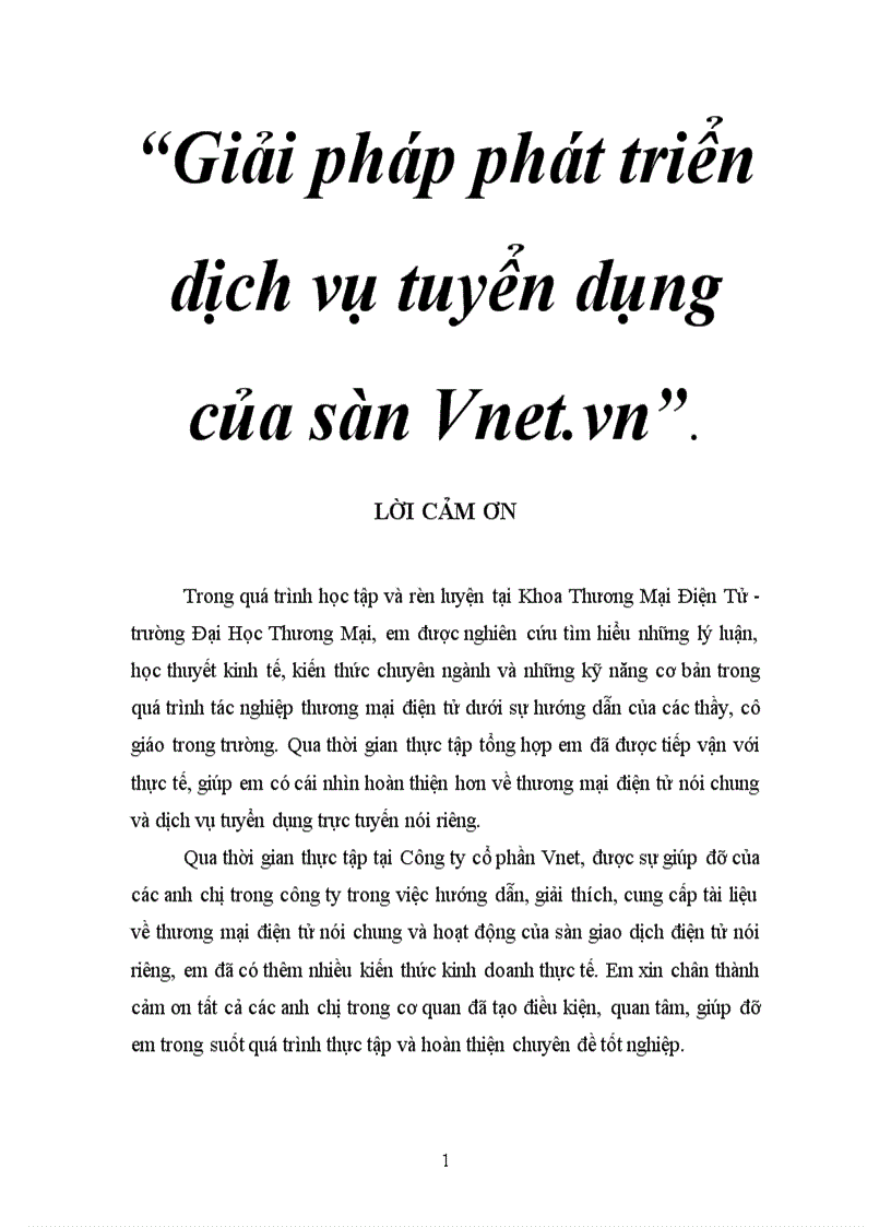 Giải pháp phát triển dịch vụ tuyển dụng của sàn Vnet vn