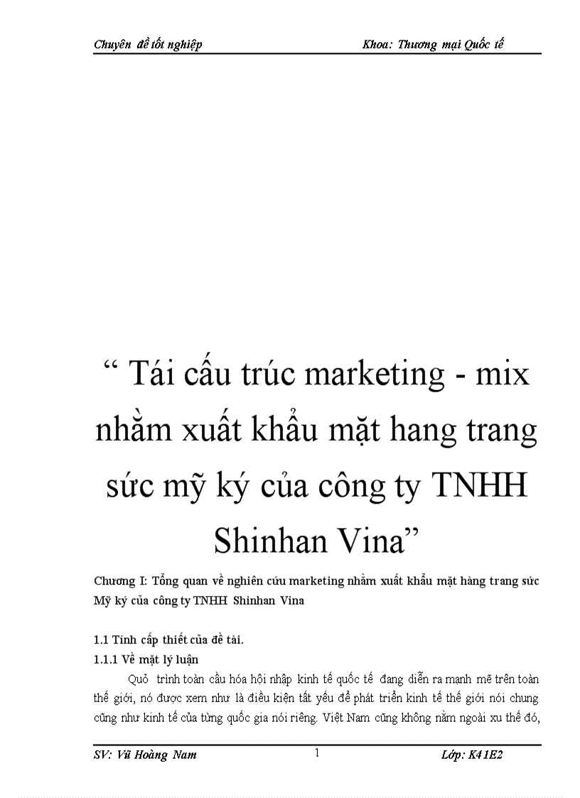 Tái cấu trúc marketing mix nhằm xuất khẩu mặt hang trang sức mỹ ký của công ty TNHH Shinhan Vina 1