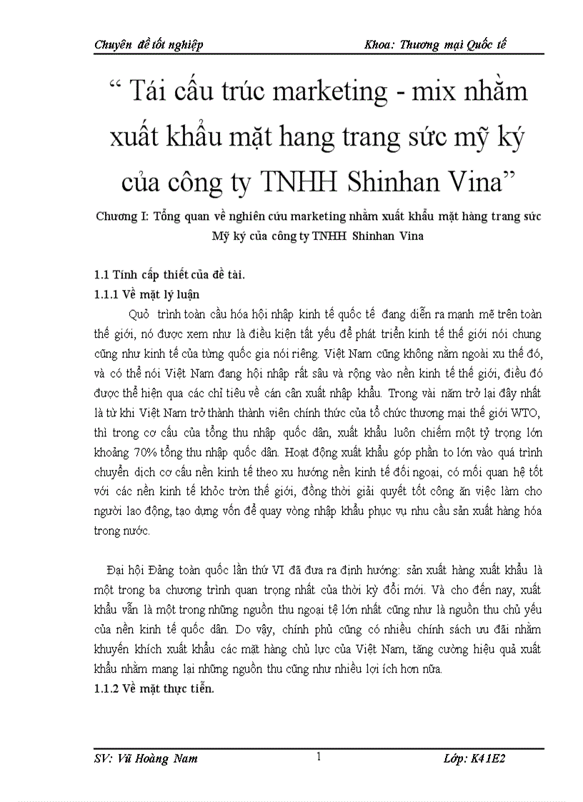 Tái cấu trúc marketing mix nhằm xuất khẩu mặt hang trang sức mỹ ký của công ty TNHH Shinhan Vina 3